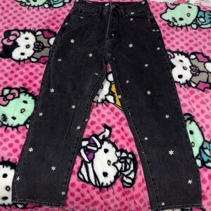 Women's Pacsun Black Flower Patterned Jeans